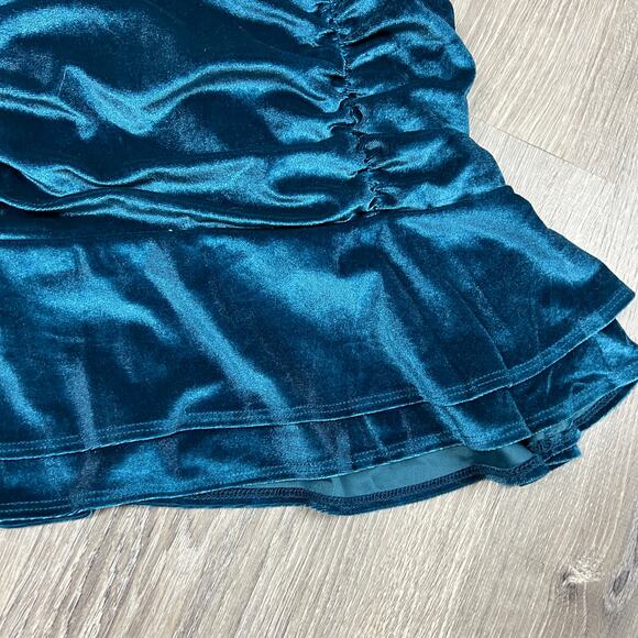 Wild Fable Women's Dark Teal Blue Ruched Tiered Mini Skirt - Size XS - NWT - Picture 5 of 6